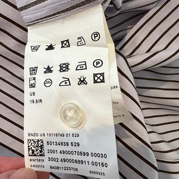 Boss Hugo Boss Striped Dress Shirt Men's 15.5 32/33 Purple Brown White Stripes - Picture 10 of 10